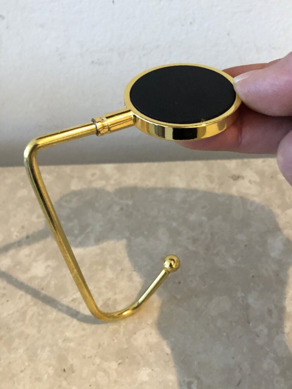 Elegant Gold Tone & Black Purse Bag Hook Holder or Christmas Stocking Holder